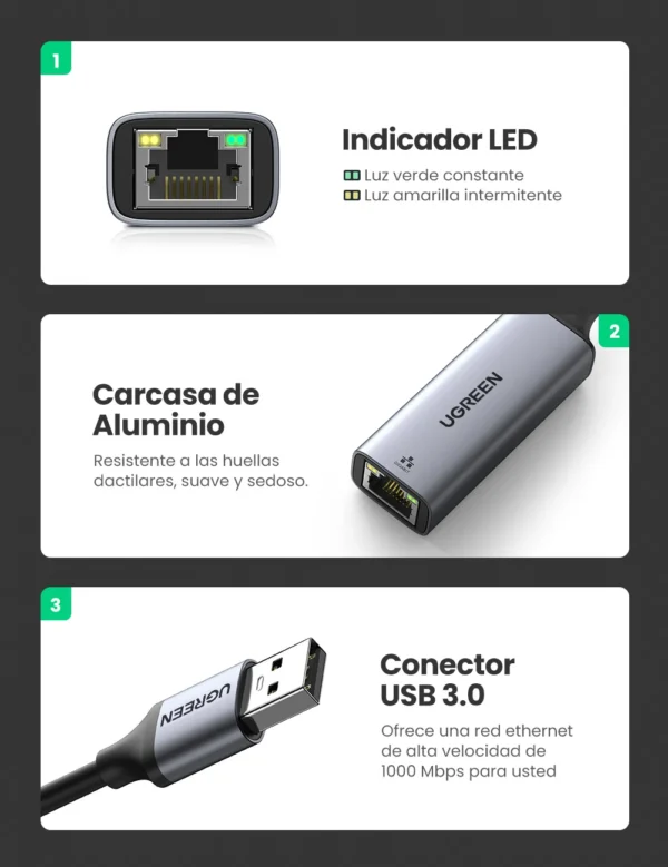 Adaptador de Red USB 3.0 a RJ45 - Image 3
